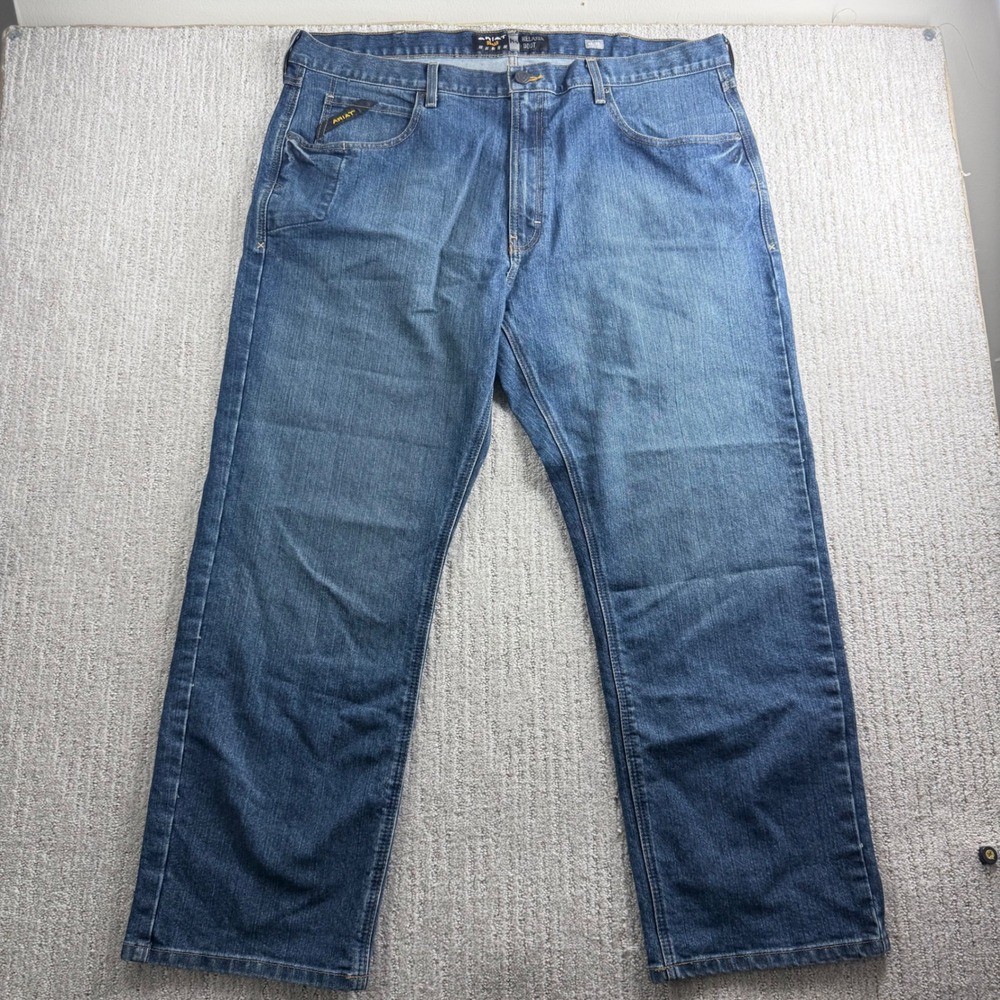 Ariat Rebar M4 Relaxed Boot Cut Jeans Mens Size 42x30 Blue Denim Workwear